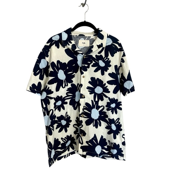 Folk Other - Folk Clothing Men’s retro floral cotton button down camp shirt vacation resort M
